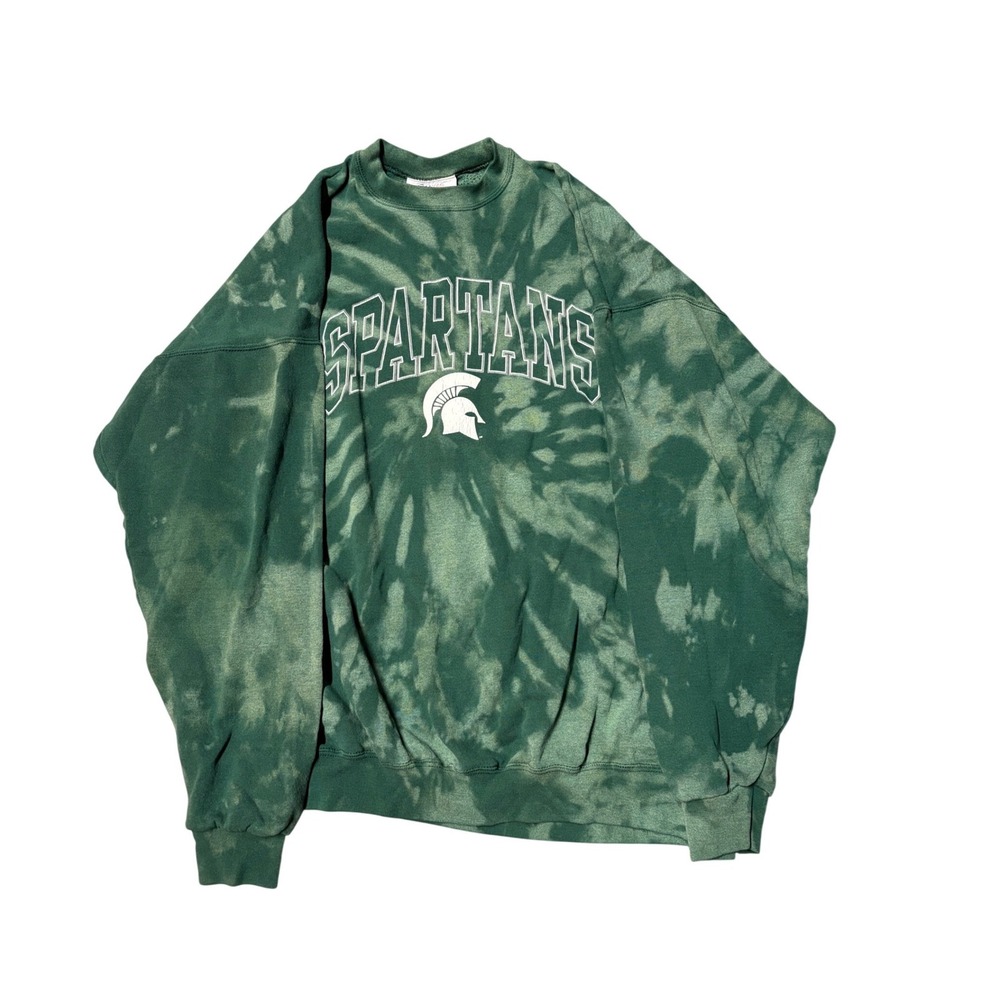 Vintage Michigan State Spartans Tie Dye Sweatshirt Mens XXL Green USA